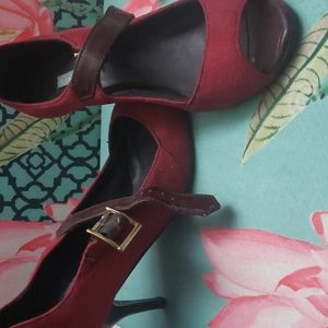 Maroon heels from catwalk